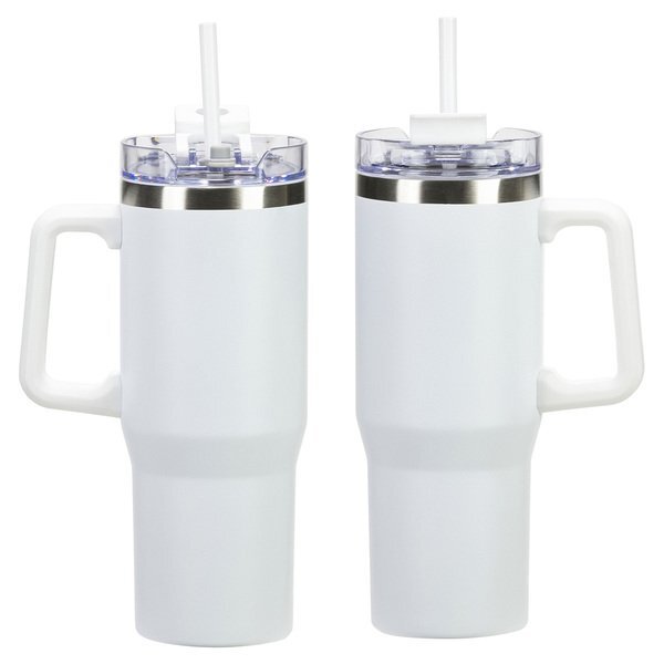 Maestro Vacuum Insulated Stainless Steel Mug w/ Straw, 30oz.