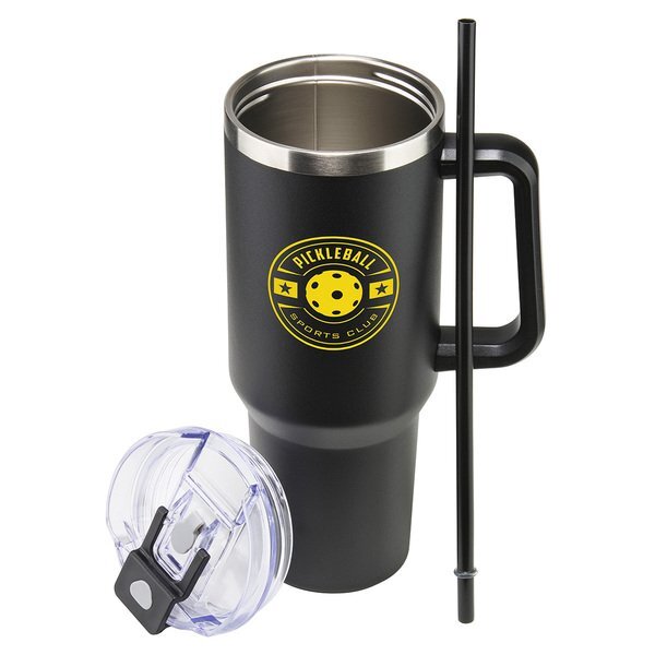 Maverick Vacuum Insulated Stainless Steel Mug w/ Straw, 40oz.
