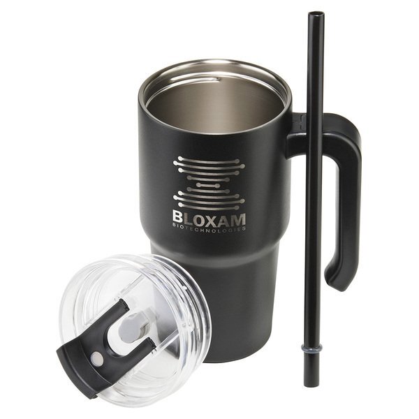 Malibu Vacuum Insulated Stainless Steel Mug w/ Straw, 20oz.