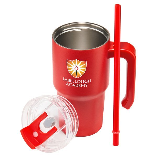 Malibu Vacuum Insulated Stainless Steel Mug w/ Straw, 20oz.