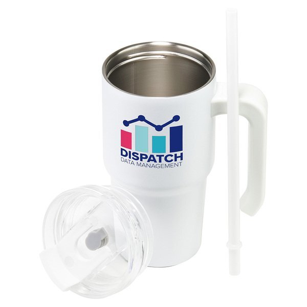 Malibu Vacuum Insulated Stainless Steel Mug w/ Straw, 20oz.