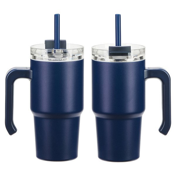 Malibu Vacuum Insulated Stainless Steel Mug w/ Straw, 20oz.