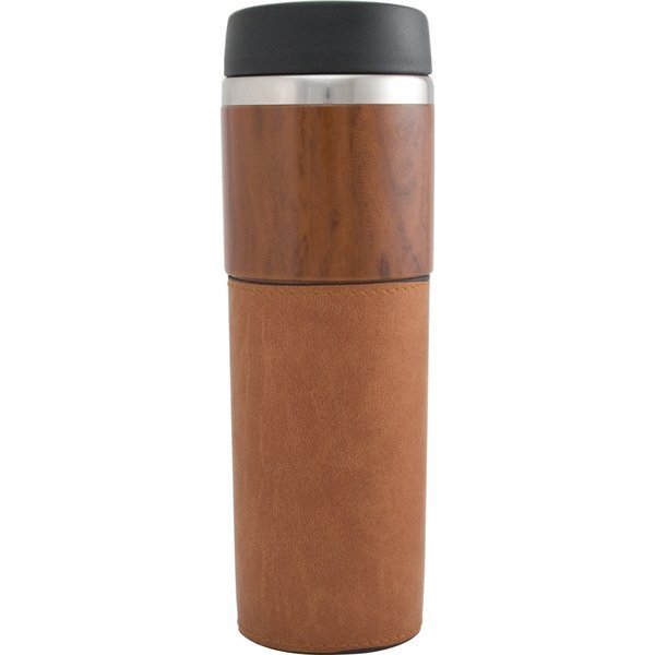 Woodgrain Accent Stainless Steel Tumbler, 14oz.