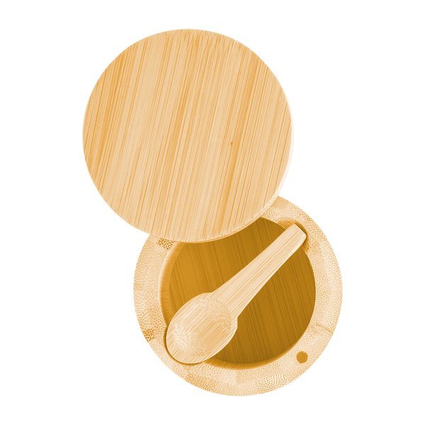 Bamboo Salt Cellar Container w/ Spoon