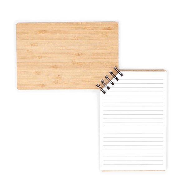 Corner Spiral A5 Bound Journal Book with Bamboo Cover, 6" x 8"
