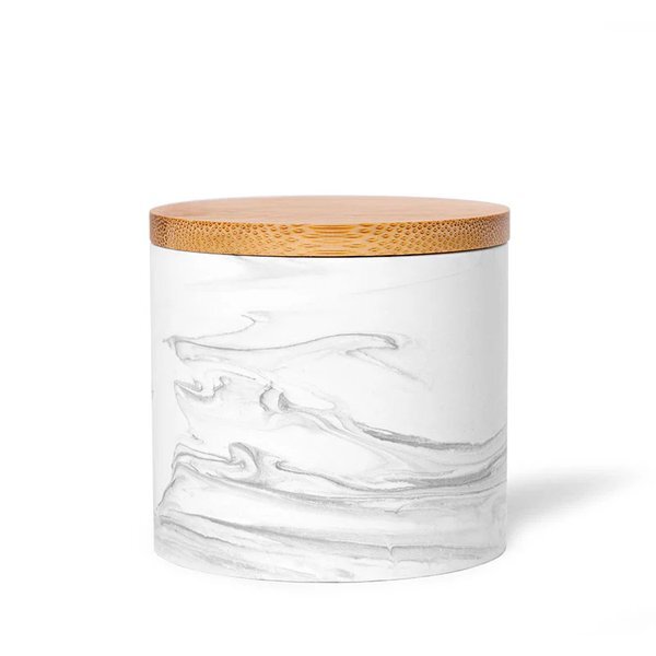ZenGlow Soy Candle in Plaster Jar with Bamboo Lid