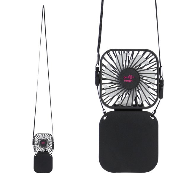 Whirlwind Mini Folding Rechargeable Fan w/ Lanyard