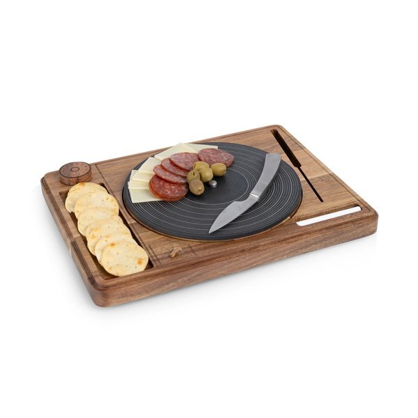 Turntable Acacia & Slate Cheese Board w/ Knife