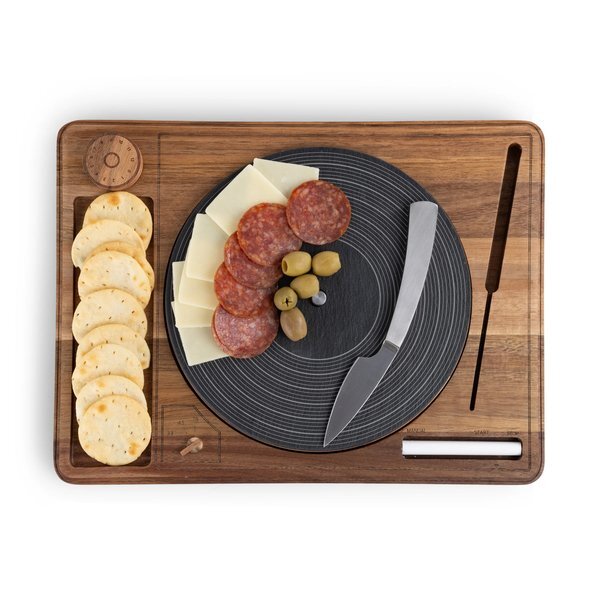 Turntable Acacia & Slate Cheese Board w/ Knife