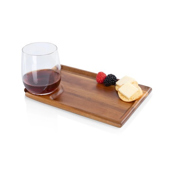 Rectangle Acacia Wood Wine Appetizer Plates, Set of Four