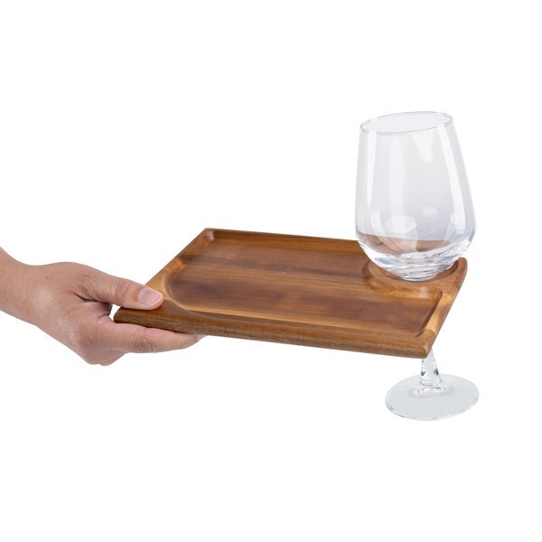 Rectangle Acacia Wood Wine Appetizer Plates, Set of Four