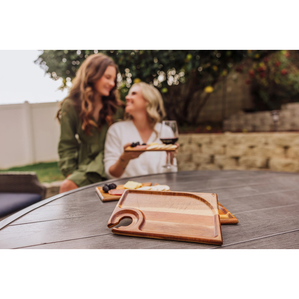 Rectangle Acacia Wood Wine Appetizer Plates, Set of Four