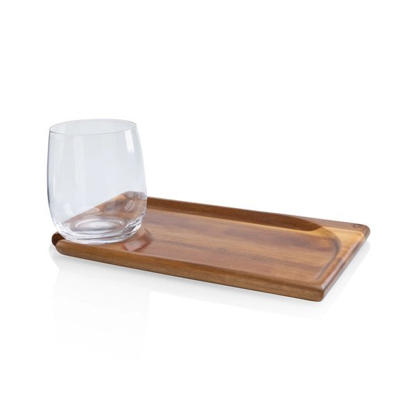 Rectangle Acacia Wood Wine Appetizer Plates, Set of Four
