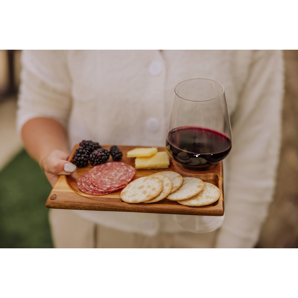 Rectangle Acacia Wood Wine Appetizer Plates, Set of Four