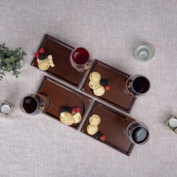 Rectangle Parawood Wine Appetizer Plates, Set of Four