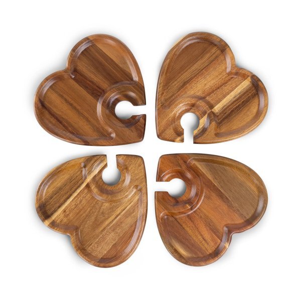 Heart Shaped Wine Appetizer Plates, Set of Four