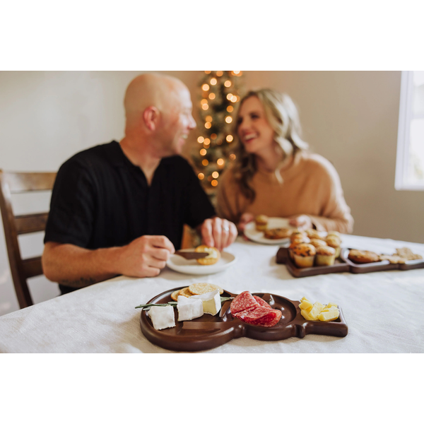 Reversible Snowman Sectioned Serving Tray w/ Knife