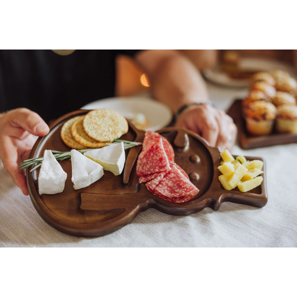 Reversible Snowman Sectioned Serving Tray w/ Knife