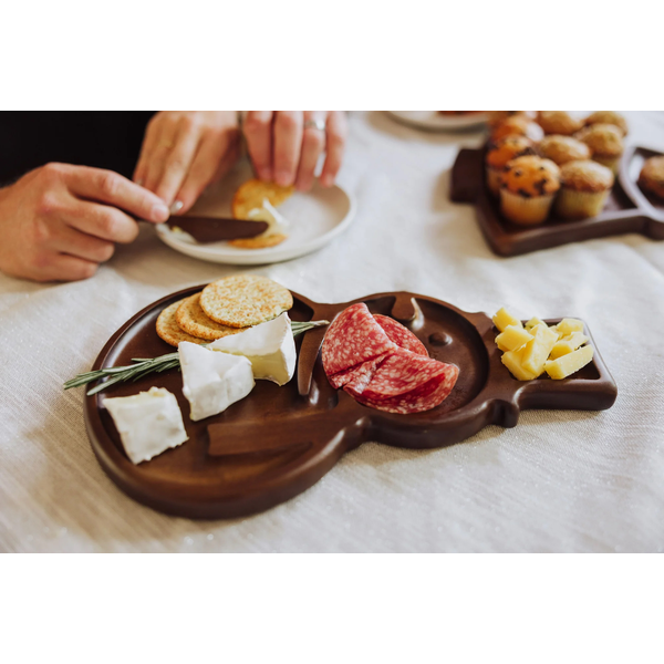 Reversible Snowman Sectioned Serving Tray w/ Knife