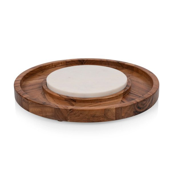 Isla Acacia Serving Platter w/ Marble Cheeseboard Insert