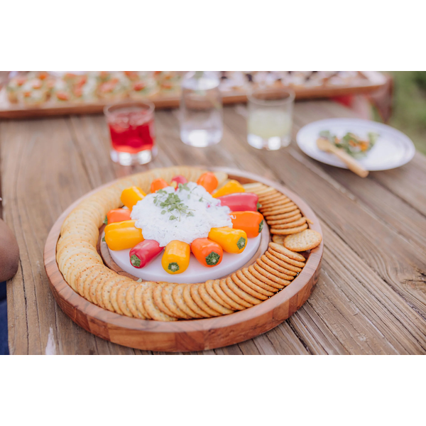 Isla Acacia Serving Platter w/ Marble Cheeseboard Insert