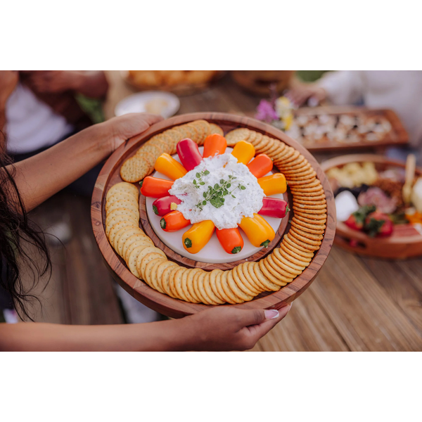 Isla Acacia Serving Platter w/ Marble Cheeseboard Insert