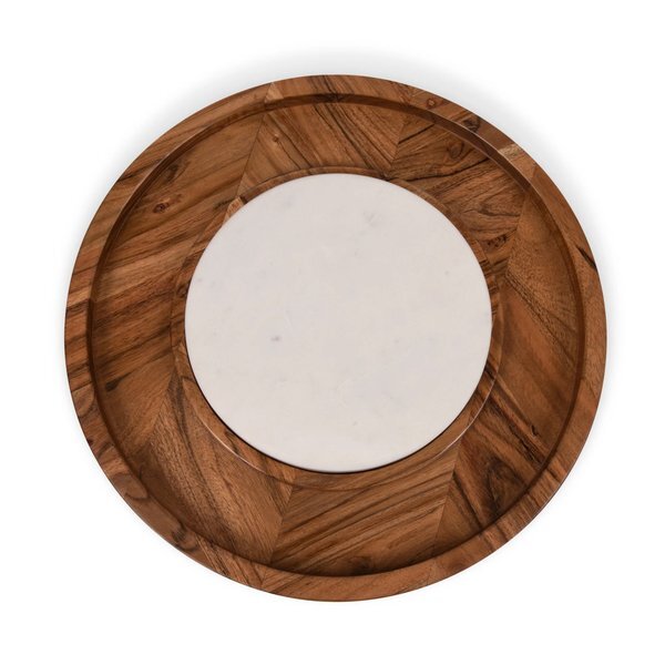 Isla Acacia Serving Platter w/ Marble Cheeseboard Insert