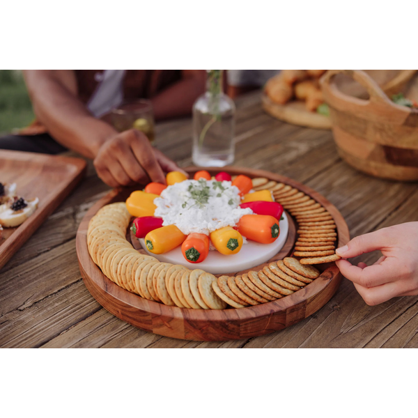 Isla Acacia Serving Platter w/ Marble Cheeseboard Insert
