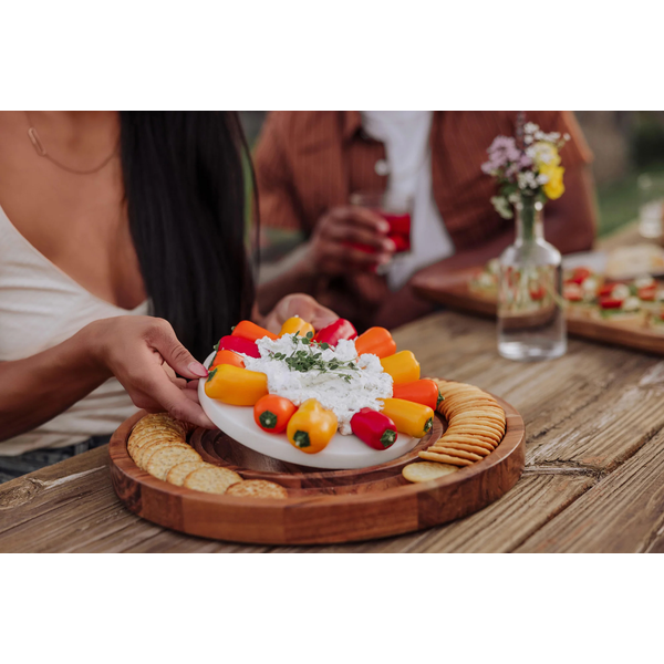 Isla Acacia Serving Platter w/ Marble Cheeseboard Insert