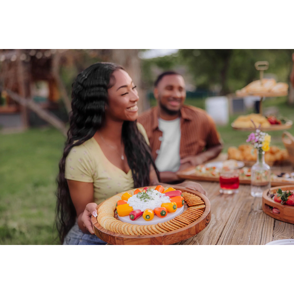 Isla Acacia Serving Platter w/ Marble Cheeseboard Insert