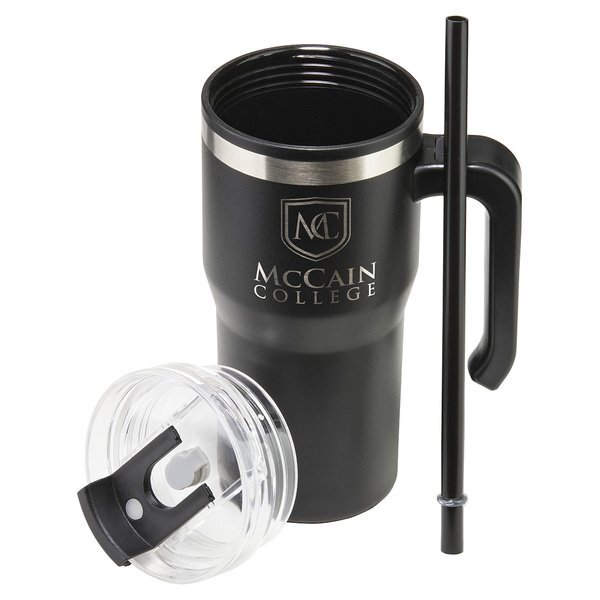 Outback Stainless Steel & Polypropylene Mug w/ Lid & Straw, 20oz.