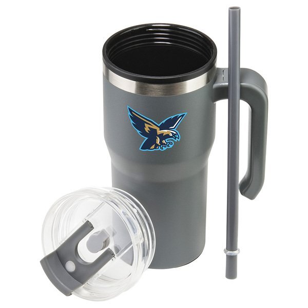 Outback Stainless Steel & Polypropylene Mug w/ Lid & Straw, 20oz.