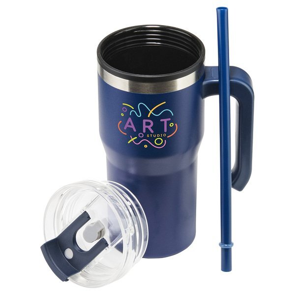 Outback Stainless Steel & Polypropylene Mug w/ Lid & Straw, 20oz.