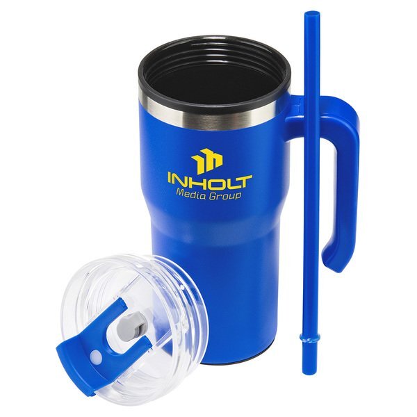 Outback Stainless Steel & Polypropylene Mug w/ Lid & Straw, 20oz.