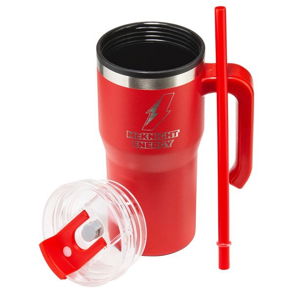 Outback Stainless Steel & Polypropylene Mug w/ Lid & Straw, 20oz.