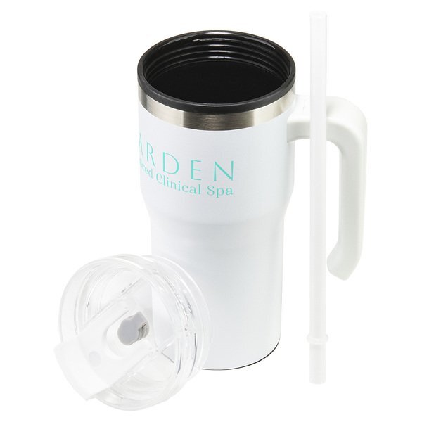 Outback Stainless Steel & Polypropylene Mug w/ Lid & Straw, 20oz.