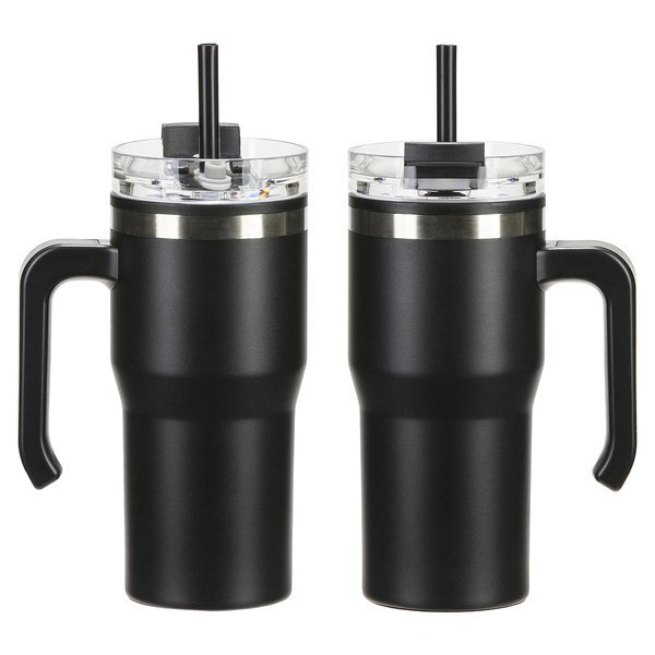 Outback Stainless Steel & Polypropylene Mug w/ Lid & Straw, 20oz.