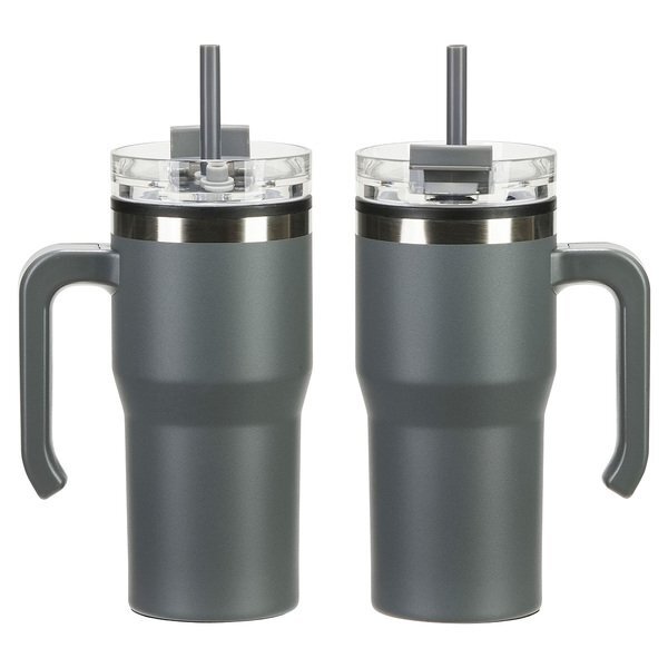 Outback Stainless Steel & Polypropylene Mug w/ Lid & Straw, 20oz.