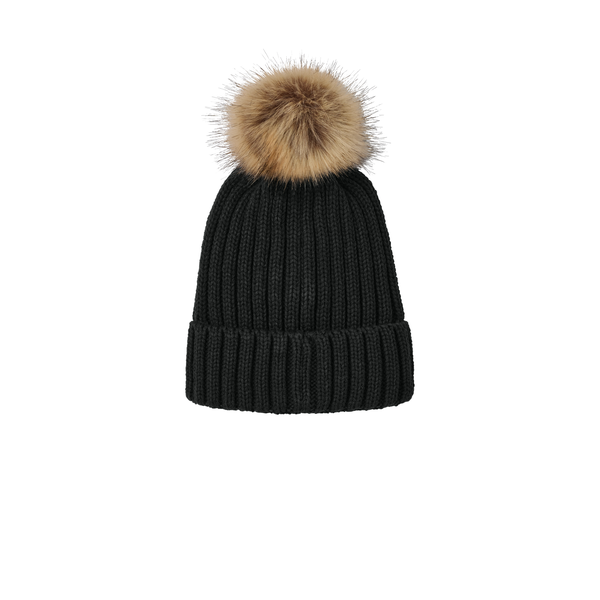 Port Authority® Faux Fur Pom Acrylic Beanie