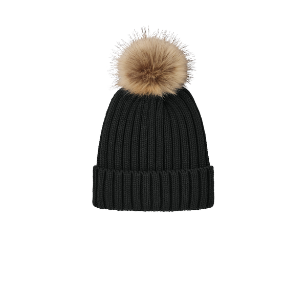 Port Authority® Faux Fur Pom Acrylic Beanie