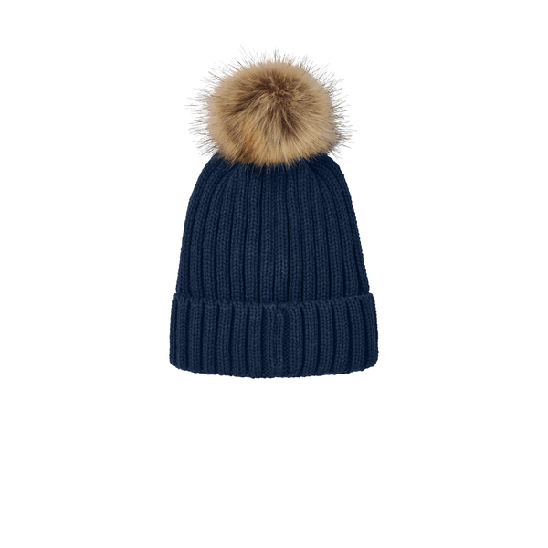 Port Authority® Faux Fur Pom Acrylic Beanie