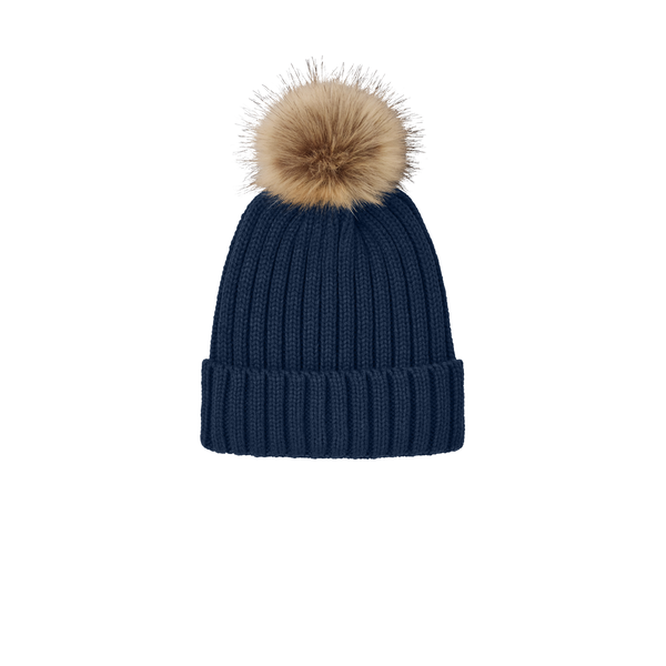 Port Authority® Faux Fur Pom Acrylic Beanie
