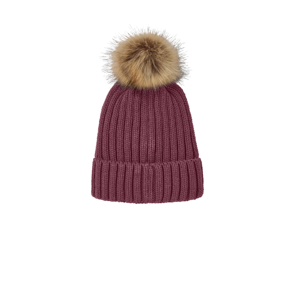 Port Authority® Faux Fur Pom Acrylic Beanie