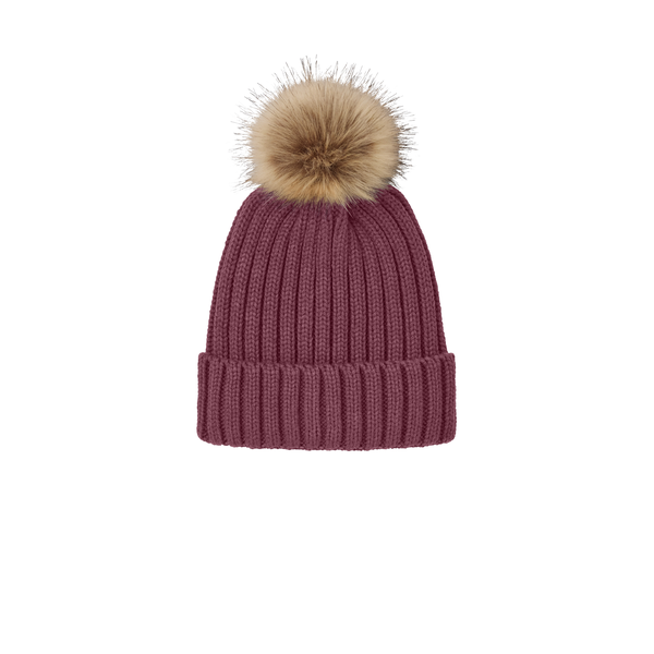 Port Authority® Faux Fur Pom Acrylic Beanie