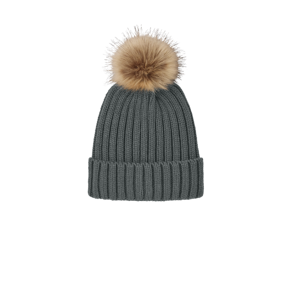 Port Authority® Faux Fur Pom Acrylic Beanie