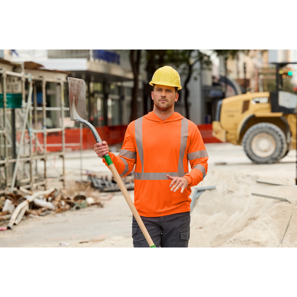 CornerStone® ANSI 107 Class 3 Polyester Birdseye Mesh Long Sleeve Segmented Tape Hooded Men's Tee