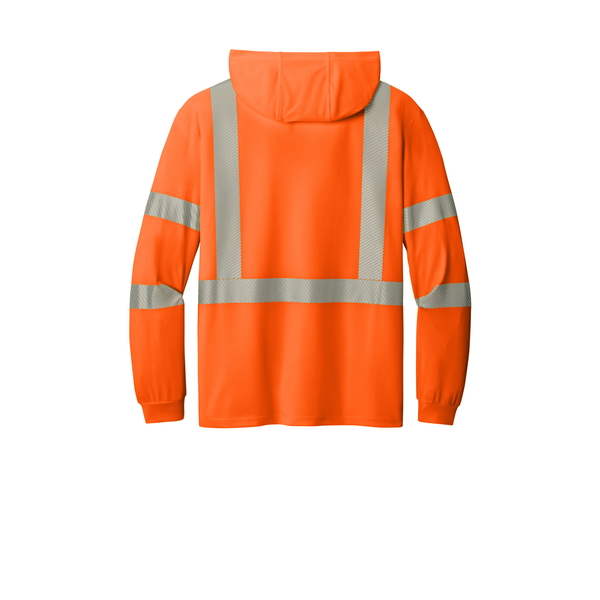 CornerStone® ANSI 107 Class 3 Polyester Birdseye Mesh Long Sleeve Segmented Tape Hooded Men's Tee