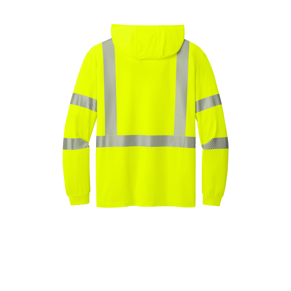CornerStone® ANSI 107 Class 3 Polyester Birdseye Mesh Long Sleeve Segmented Tape Hooded Men's Tee