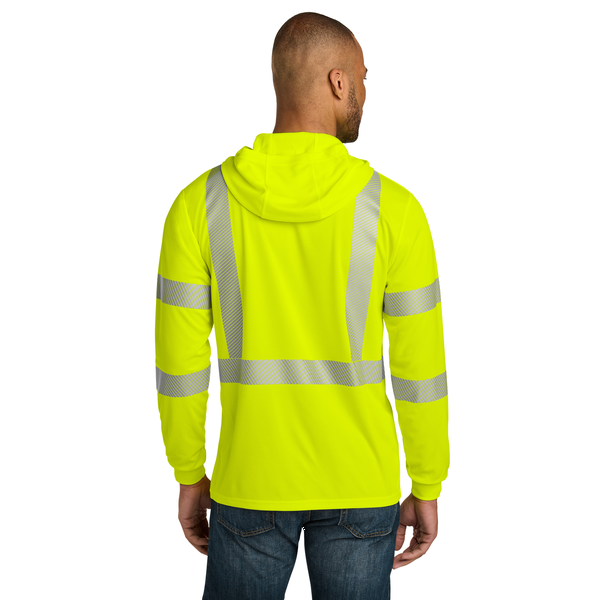 CornerStone® ANSI 107 Class 3 Polyester Birdseye Mesh Long Sleeve Segmented Tape Hooded Men's Tee