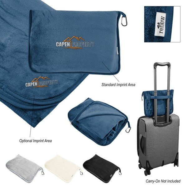 En Route rPET Travel Blanket w/ Trolley Pillow Pouch, 40" x 60"